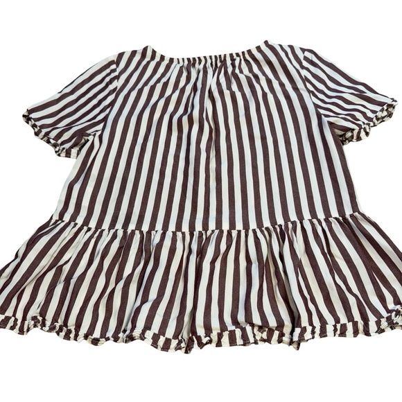 Madewell Pink and White Striped Peplum Blouse - Picture 10 of 15